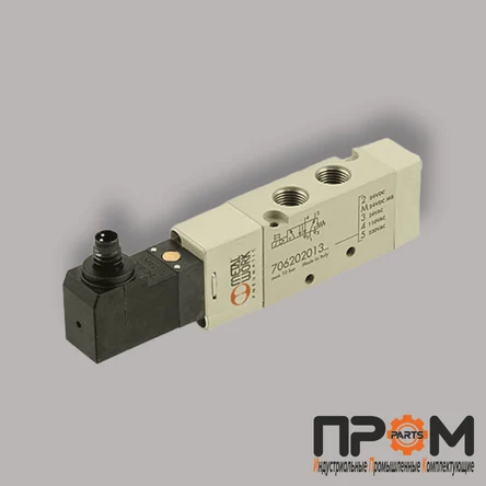 Клапан электропневматический Metal Work MACH 16, 5/2, G1/8", моностабильный с пружинным возвратом, 24V DC, разъем M8