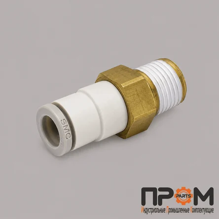 SMC KQ2H06-01AS — прямой цанговый фитинг 6 мм × R1/8 с герметиком